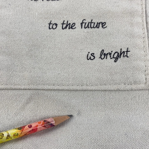 Off-white cotton canvas the future is bright printed book shoulder bag purse - Picture 11 of 11